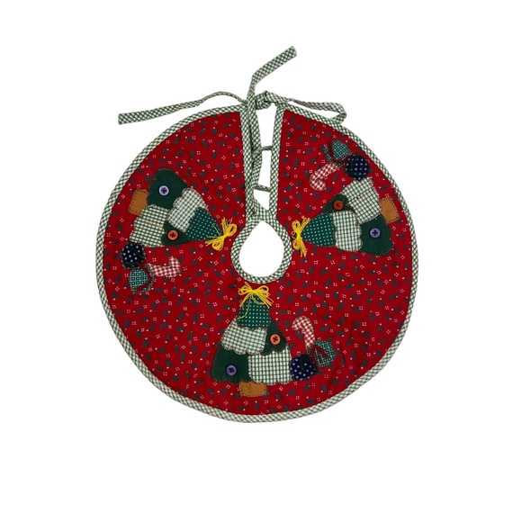 Vintage Small Mini Handmade‎ Tabletop Christmas Tree Skirt - Picture 1 of 2